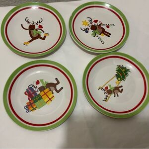 Set Of 4 Promotional Alliance WHIMSICAL REINDEER 6” APPETIZER Plates A3
